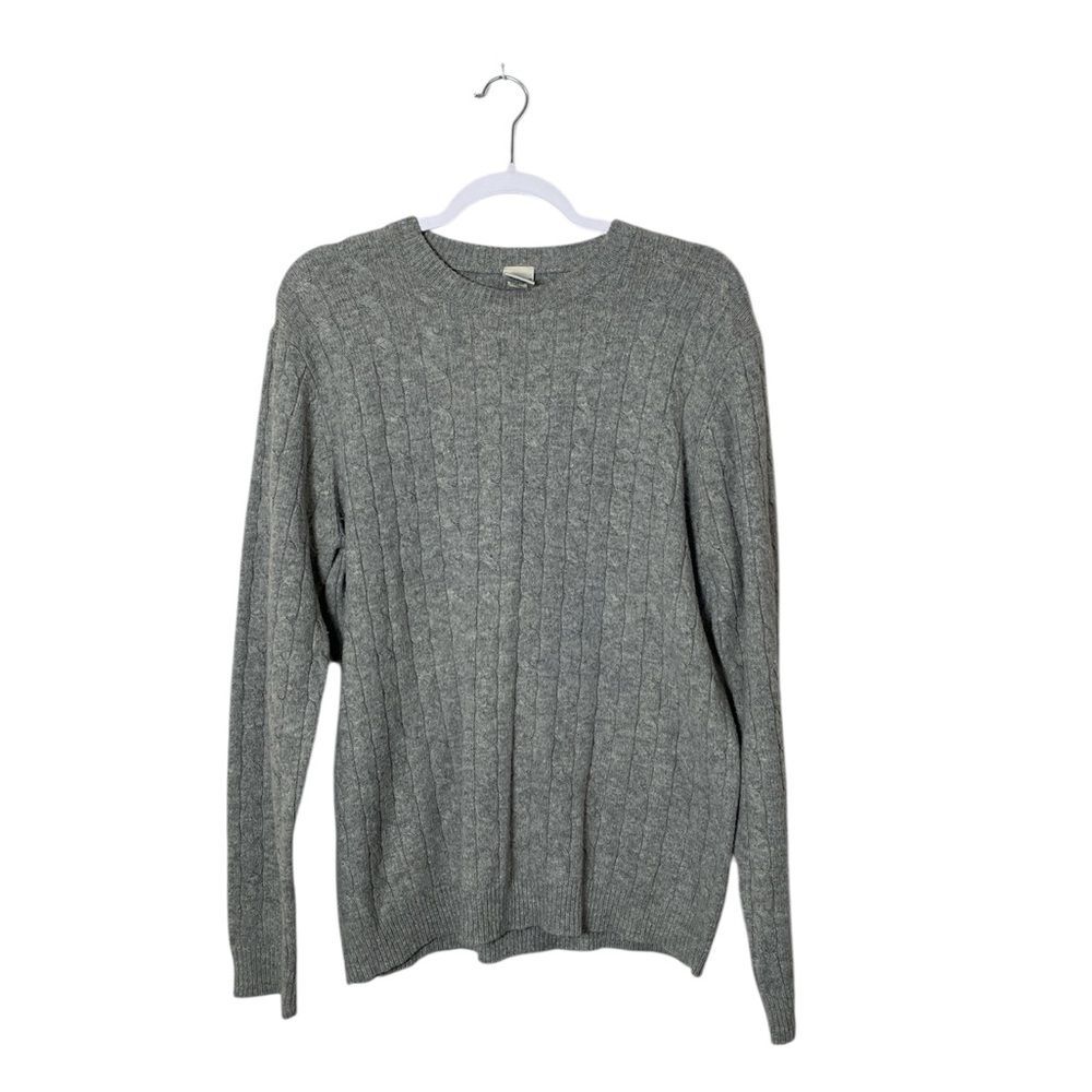 Vintage Old Nav Gray Ribbed Knit Sweater Lambswool Cashmere Blend Men's Size L